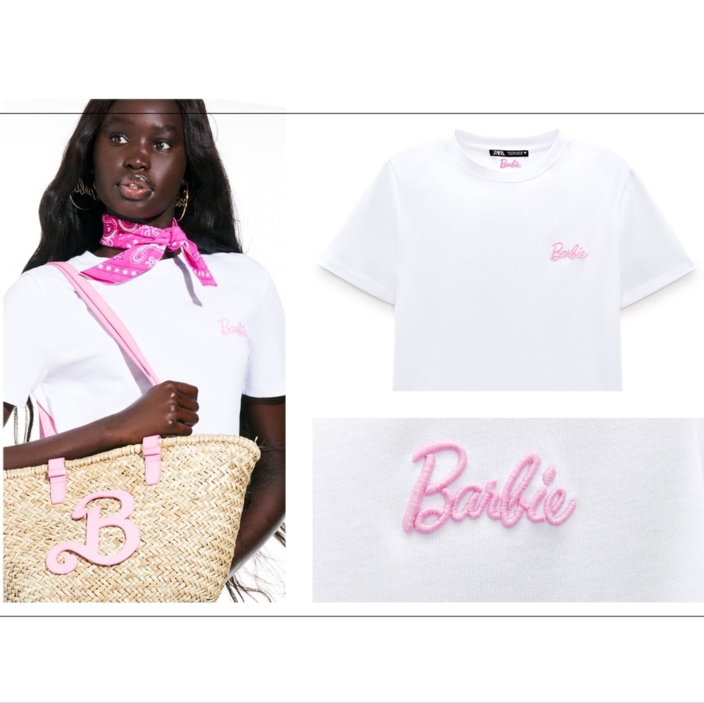 Zara X Barbie The Movie Mattel T-Shirt White Pink S